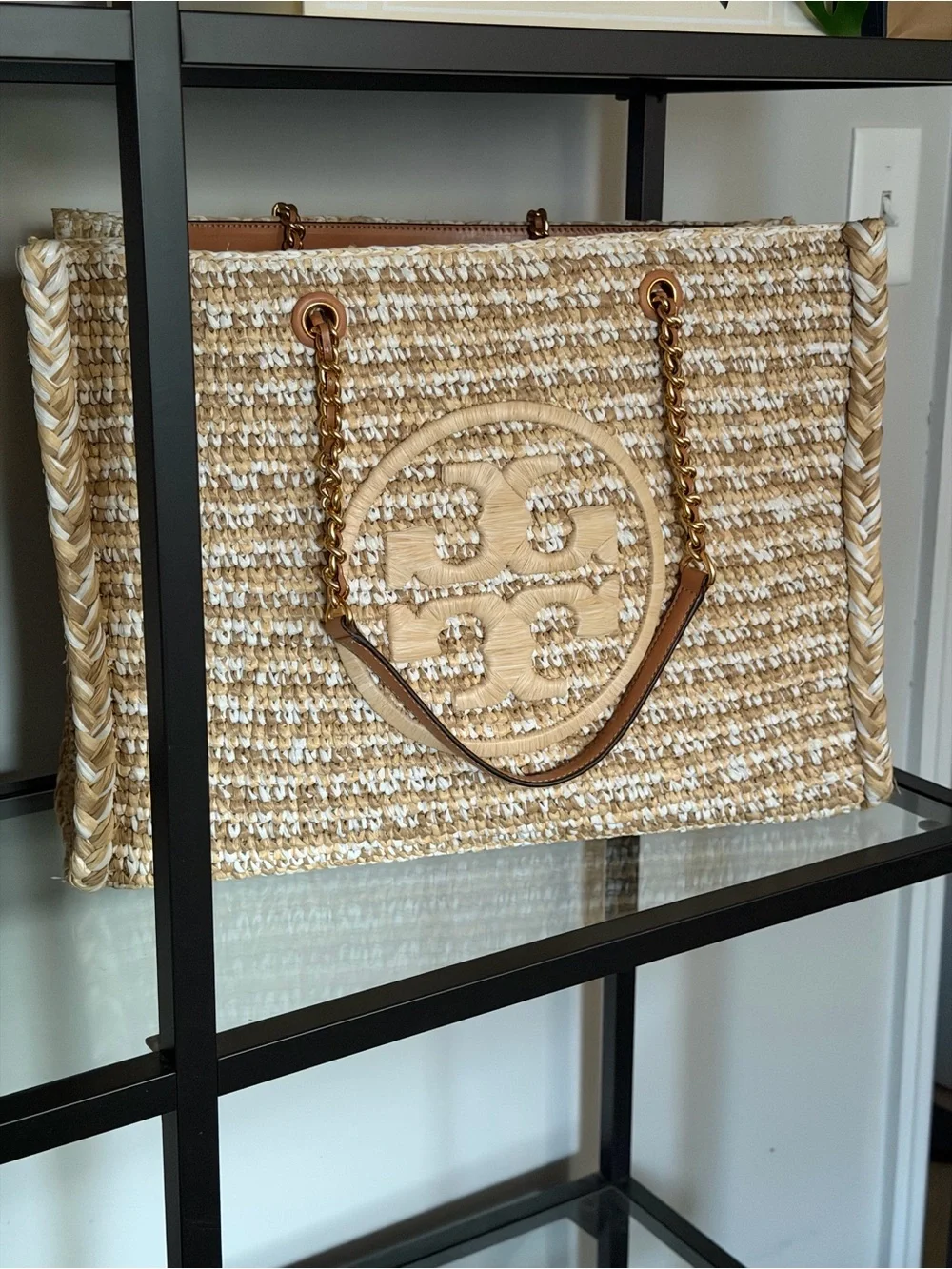 Tory Burch Ella Woven Logo Large Tote